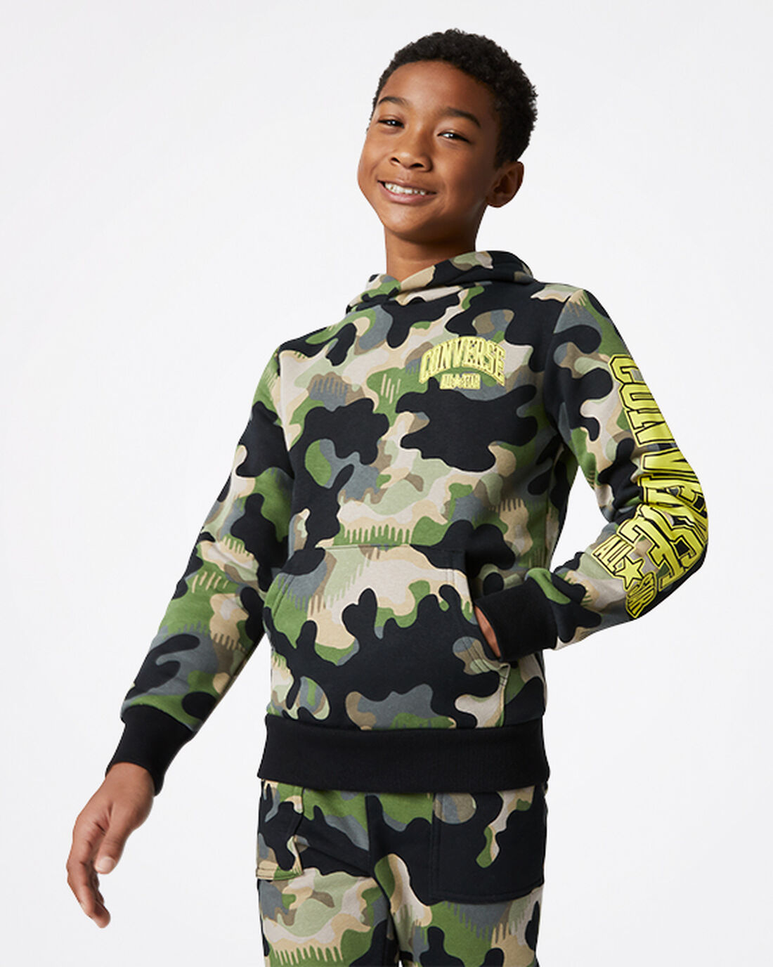 Converse Camo Pullover Puloverji s Kapuco Fantje Olivno Zelene | Slovenija-12380