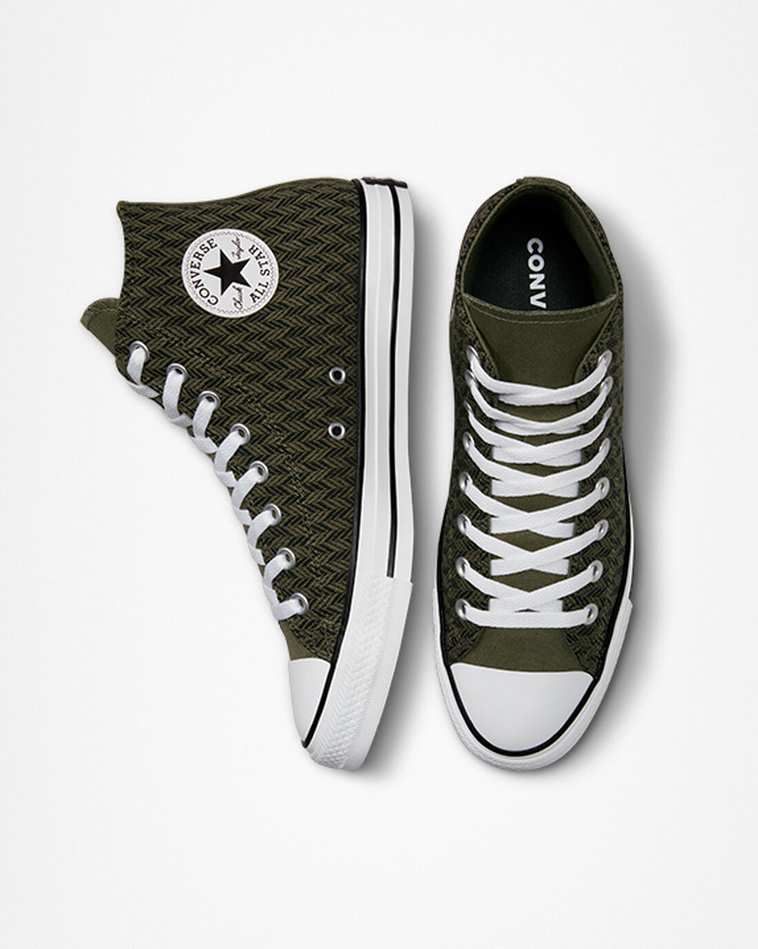 Converse Chuck Taylor All Star Herringbone Superge Moški Olivno Zelene Črne Bele | Slovenija-01693