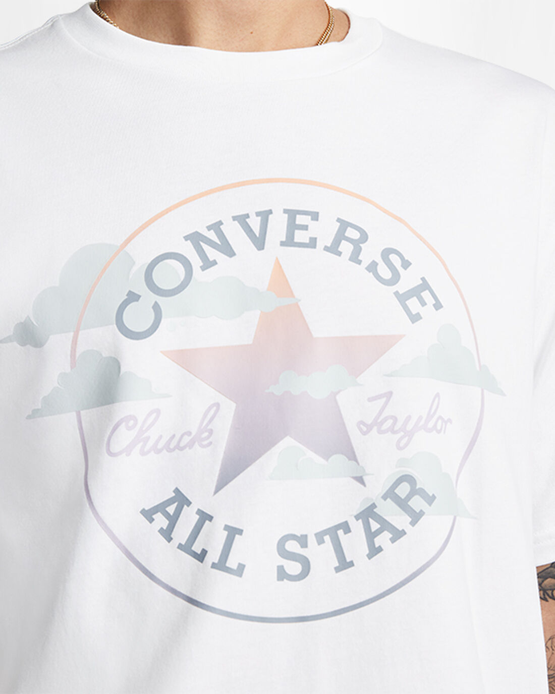 Converse Go-To Clouds Graphic Standard Fit Majice Ženske Bele | Slovenija-12058