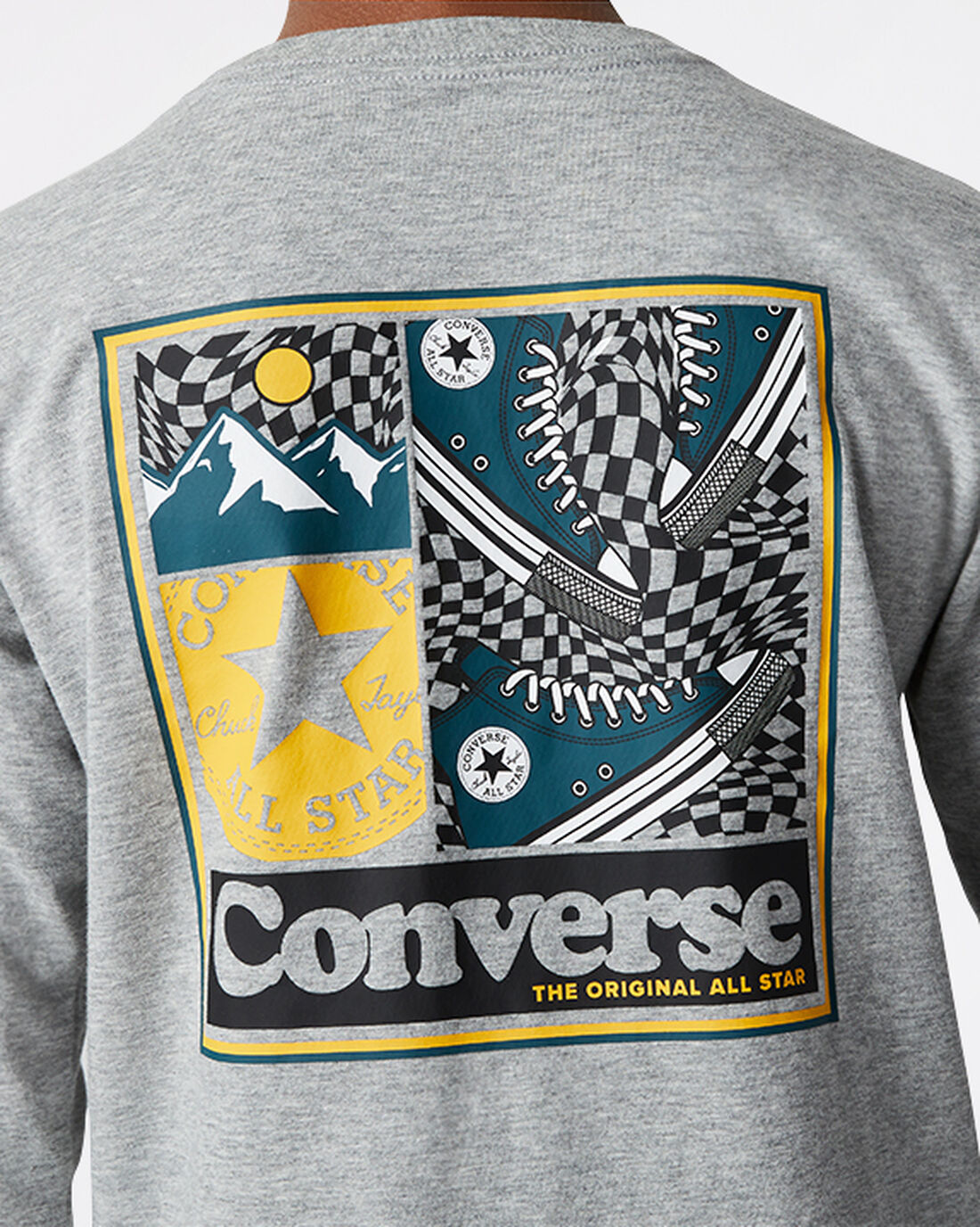 Converse Long Sleeve Sneaker Collage Majice Fantje Temno Sive | Slovenija-27408