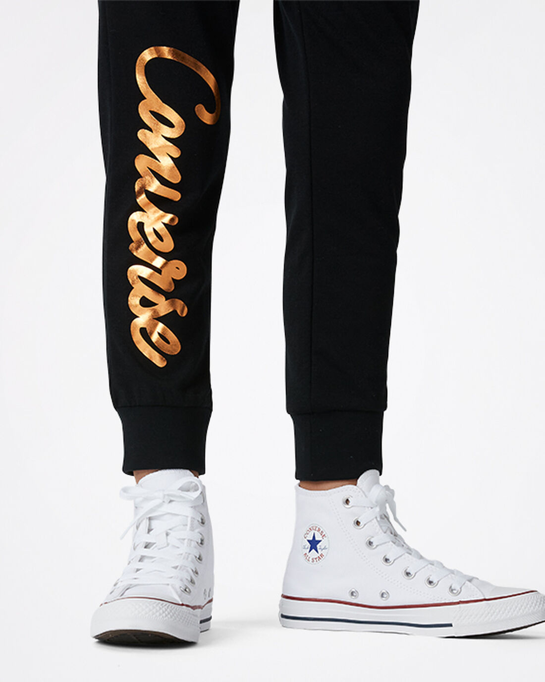 Converse Shiny Wordmark Jogger Hlače Dekleta Črne | Slovenija-05328