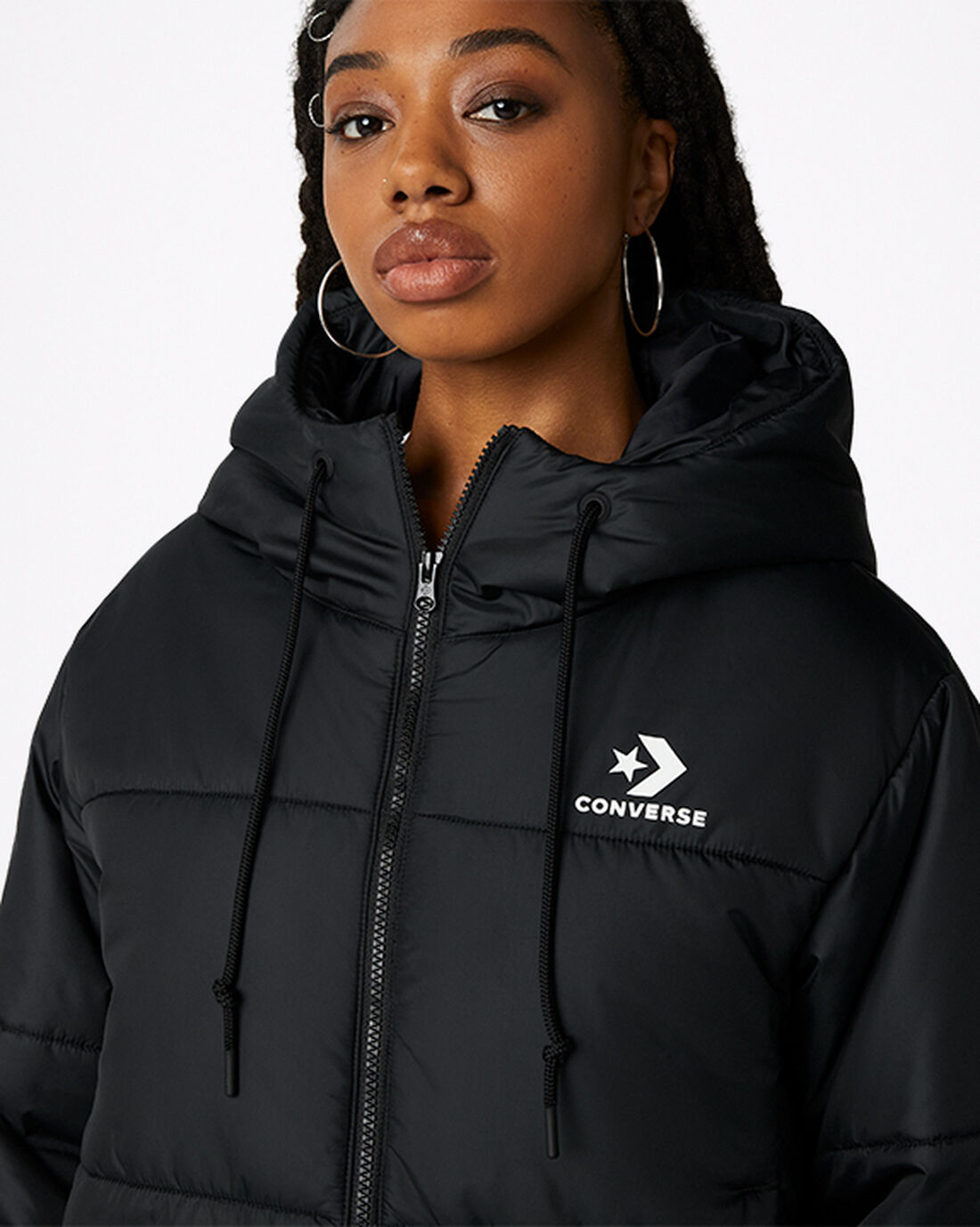 Converse Short Hooded Puffer Jakne Ženske Črne | Slovenija-48127