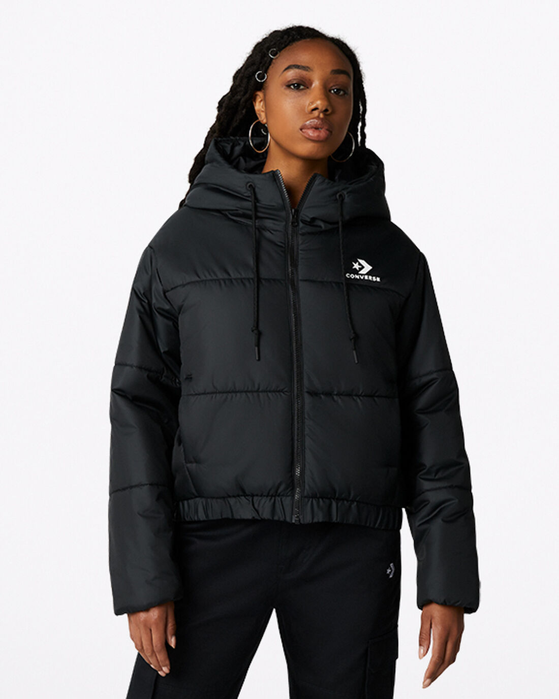 Converse Short Hooded Puffer Jakne Ženske Črne | Slovenija-48127